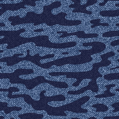 Camouflage Jeans Background. Vector Spotted Denim Seamless Pattern. Blue Jeans Cloth