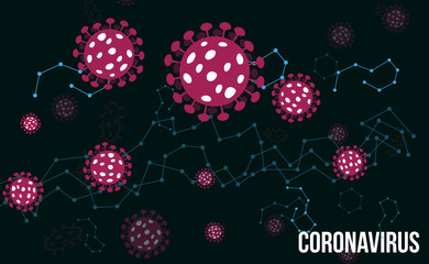 Coronavirus outbreak and coronaviruses Banner background. Coronavirus 2019-nCoV. Pandemic medical health risk, immunology, virology, epidemiology, methods infographics concept.