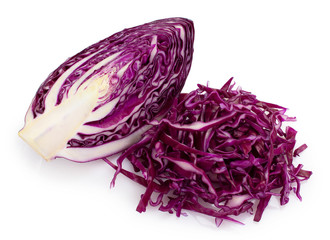 Fresh red cabbage on white background