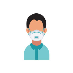 Vector flat icon of doctor in protective mask, protection against epidemic and coronavirus, medical mask, disease prevention, eps 10 isolated on white surgeon during an epidemic