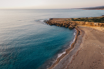 Beautiful landscape of sea, coastline and mountains at Paphos, Cyprus