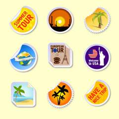 Travel vector stickers . Trip stickers