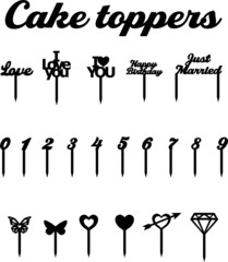 Wedding birthday celebration cake toppers design set 