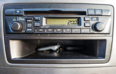 Obraz premium Old fashioned car radio with CD player.