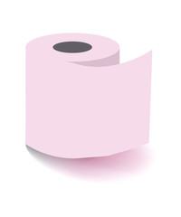 Toilet paper roll drawn in flat style, black lines white background. Object isolated on white.