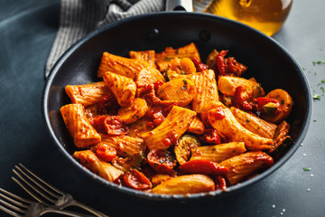 Pasta with tomato sauce with vegetables