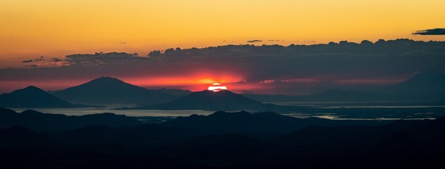 Wide angle shot of the sunset in El Salvador