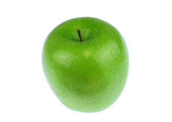 single green apple isolated on white background