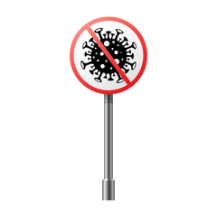 Sign caution coronavirus. Stop coronavirus. Coronavirus outbreak. Coronavirus danger and public health risk disease and flu outbreak. Coronavirus Bacteria Cell Icon, 2019-nCoV.