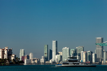 Fototapeta na wymiar Miami Skyline and Port of Miami.