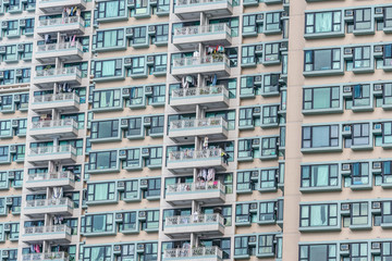 Exterior of the high apartment house. Hong Kong.