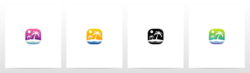  Tropical Island On Letter Logo Design O