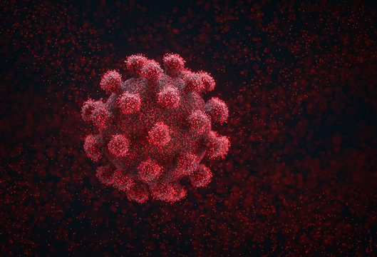 Viral structure. Viral particle is made up of a nucleus of nucleic acid (DNA or RNA) surrounded by a protein coat. Conceptual illustrative virus. 3D illustration.