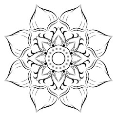 Circle flower of mandala with vintage floral style, Vector mandala Oriental pattern, Hand drawn decorative element. Unique design with petal flower. Concept relax and meditation use for page logo book