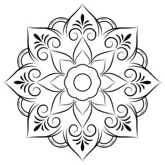 Circle flower of mandala with vintage floral style, Vector mandala Oriental pattern, Hand drawn decorative element. Unique design with petal flower. Concept relax and meditation use for page logo book