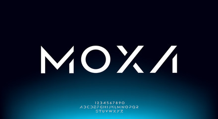 Moxa, an Abstract technology futuristic alphabet font. digital space typography vector illustration design © MoonBandit