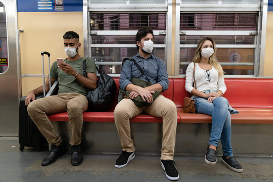 Passengers keep their distance to prevent the spread of respiratory diseases, Covid-19 and CoronaVirus.