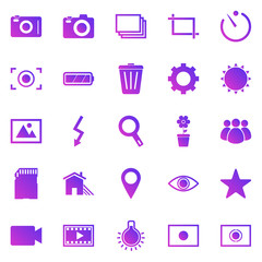 Photography gradient icons on white background