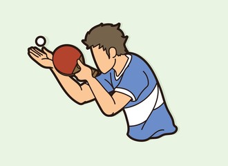 Ping Pong player, Table tennis action cartoon graphic vector