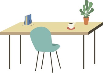 デスクワーク　ビジネス　自宅　ベクター　イラスト　コーヒー　ライフスタイル　書斎