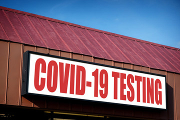 Covid-19 coronavirus testing facility sign