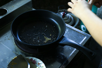 cooking on stove