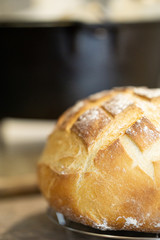 artisan bread loaf in cast iron