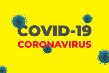 sign with the name of thecovid 19 or coronavirus with virus particles flying
