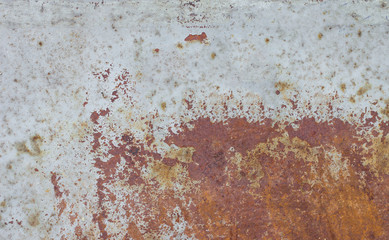 old metal rust wall for textured background,stain on the zinc or aluminum surface Formed by moisture