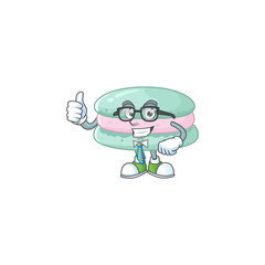 Vanilla blue macarons successful Businessman cartoon design with glasses and tie