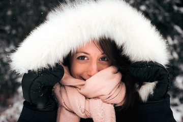 portrait of a young woman in fur hat