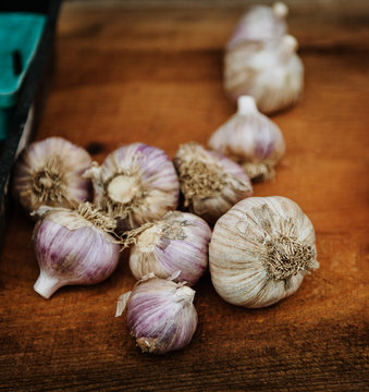 garlic for sale at a farmers market 