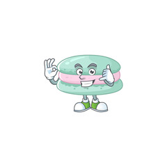 Call me funny gesture vanilla blue macarons mascot cartoon design
