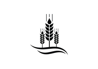 Wheat Ears Icon and Logo. For Identity Style of Natural Product Company and Farm Company. Agricultural symbols isolated on white background.