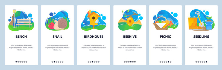 Spring website and mobile app onboarding screens vector template