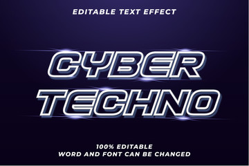 Cyber Techno text style effect Premium Vector