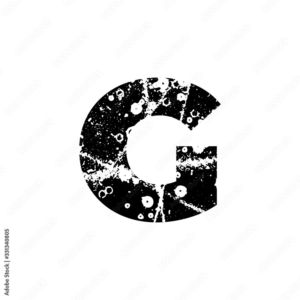 Fototapete painted letter g. grunge alphabet font. abstract handmade sans serif typeface. distress textured abc
