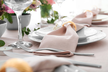 Beautiful table setting for festive dinner
