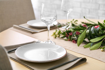 Beautiful table setting for festive dinner
