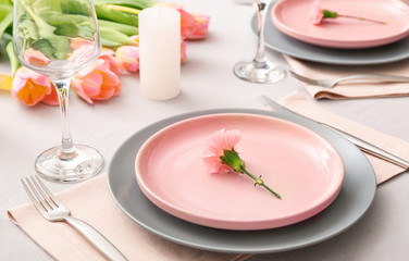 Beautiful table setting for festive dinner