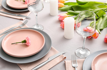 Beautiful table setting for festive dinner