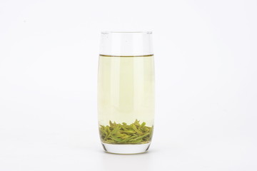High end fresh green tea and tea in water