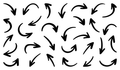 Hand drawn arrow vector icons set.