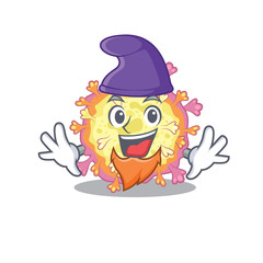 Cute and funny coronaviridae virus cartoon character dressed as an Elf