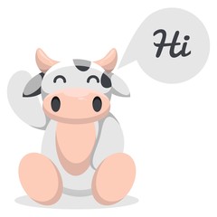Cow say hello cartoon vector