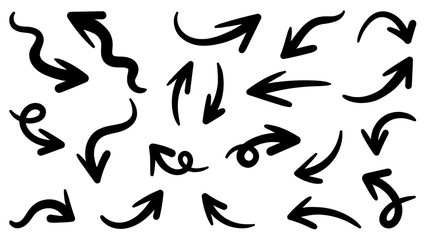 Hand drawn arrow vector icons set.