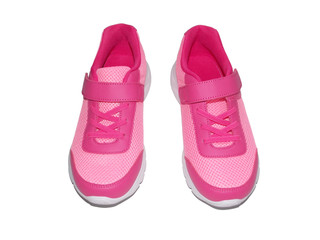 Pink youth sneakers Isolated on a white background.
