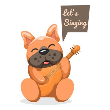 dog play guitar cartoon vector