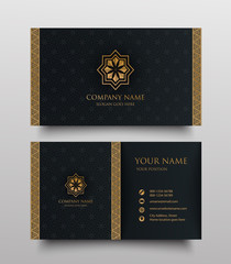 Naklejka premium Luxury business card with gold vintage floral ornamental logo and place for text