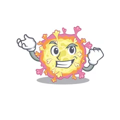 Fotobehang Coronaviridae virus cartoon character style with happy face © kongvector